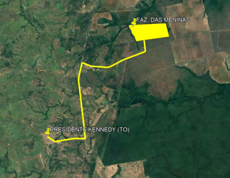 Fazenda das Meninas medindo 236,4747 hectares em Presidente Kennedy, Tocantins