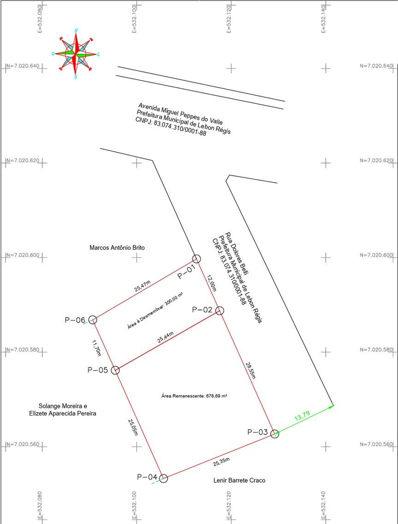 terreno urbano, sem benfeitorias, com area superficial de 300,00m²